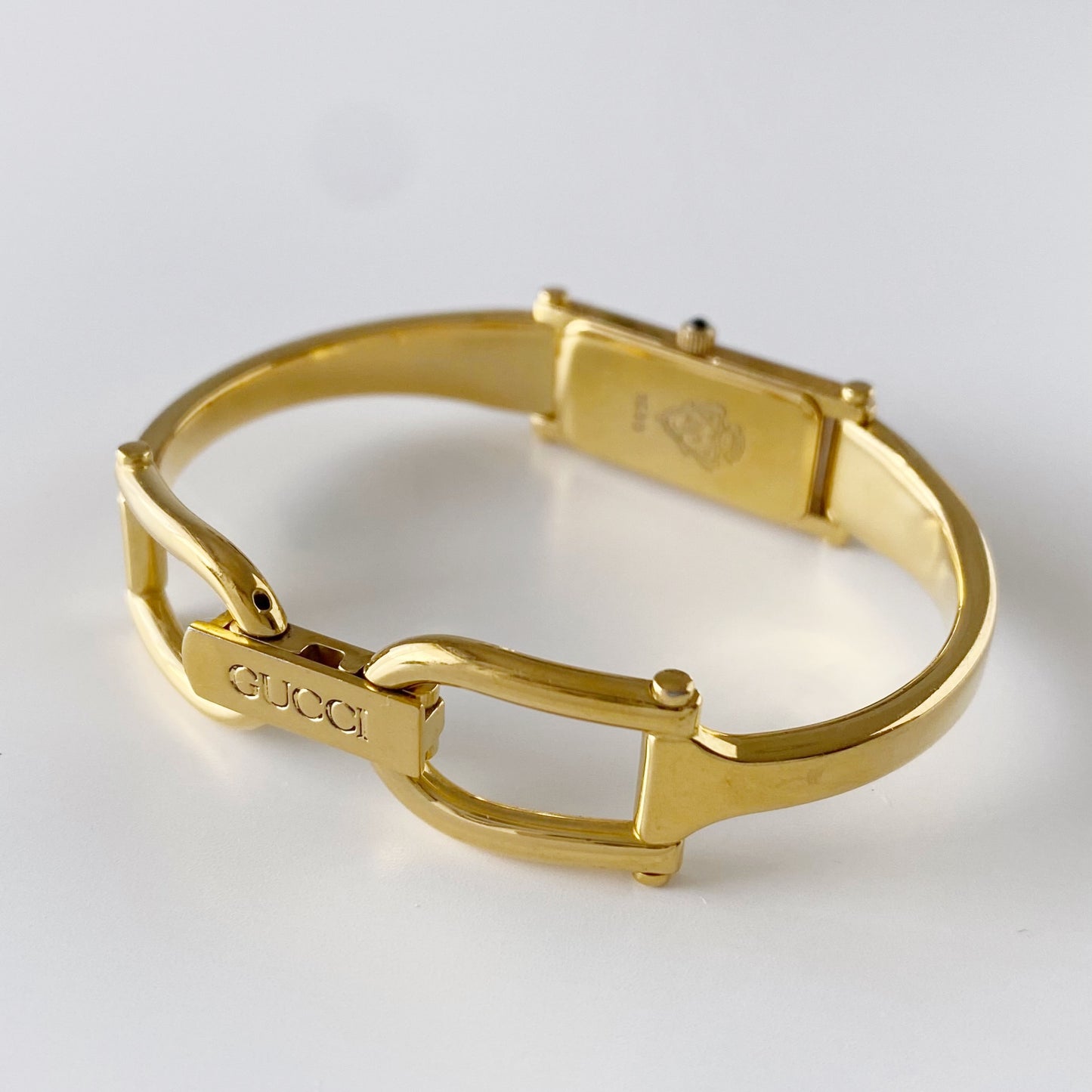 Gucci 1990s Gold Dial Gold Plated Bangle Watch