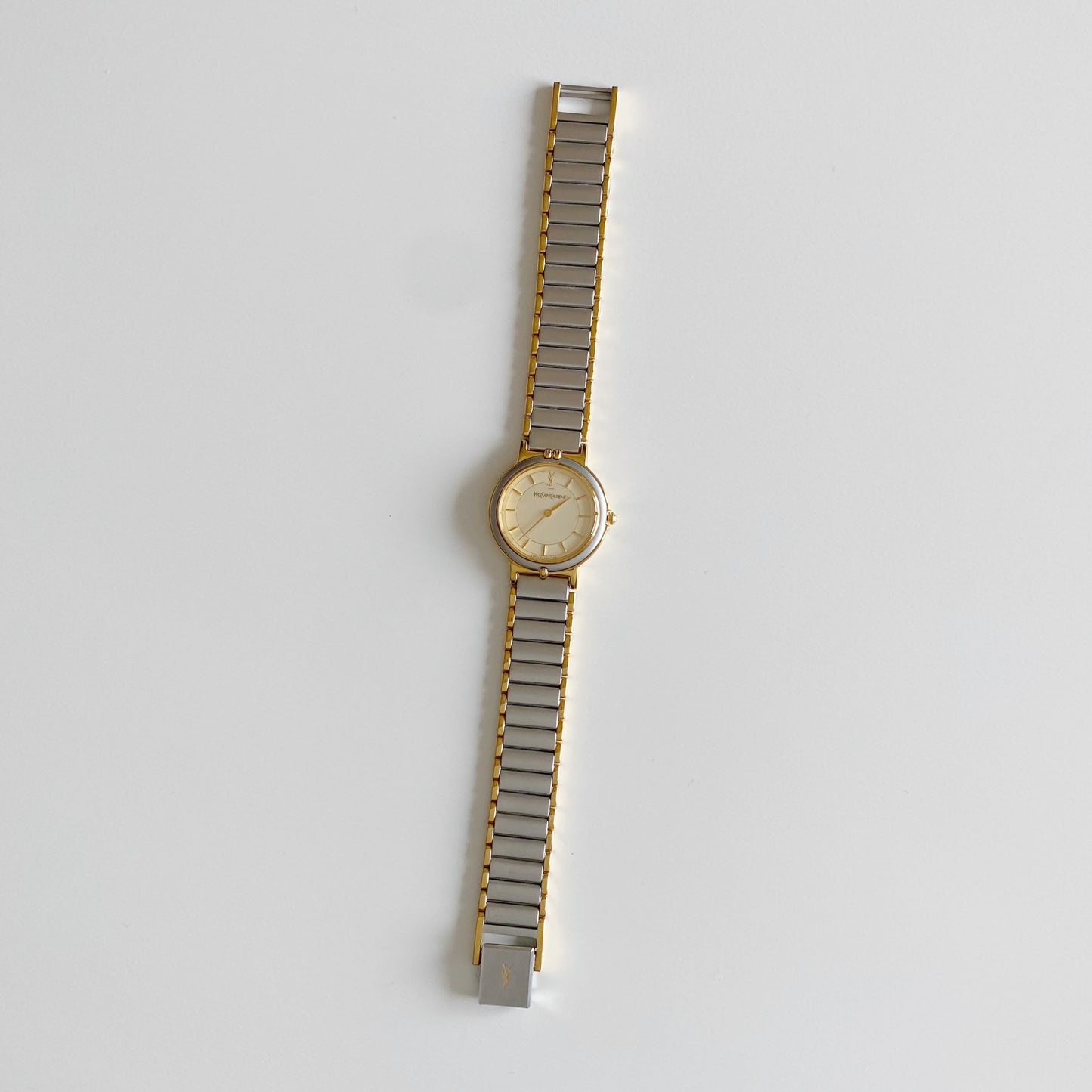 Yves Saint Laurent 1990s Round Dial Two Tone Watch