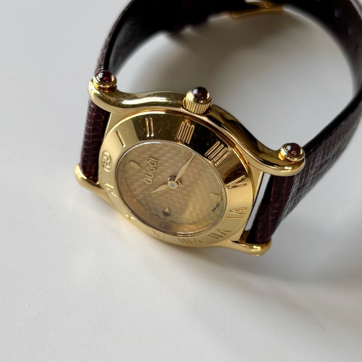 Gucci 1990s Gold Round Dial Watch