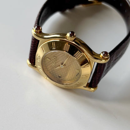 Gucci 1990s Gold Round Dial Watch