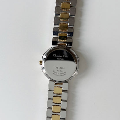Dior 1990s Octagon Dial Two Tone Gold Plated Watch