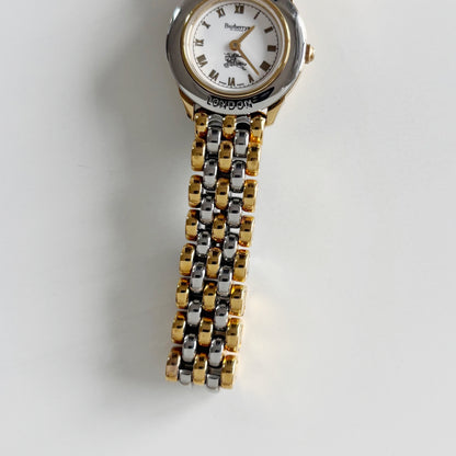 Burberry 1990s Round Dial Two Tone Watch