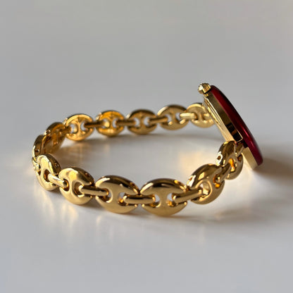 Gucci 1990s Interchangeable Bezel Gold Plated Chain Watch with 6 bezels, case (165mm)