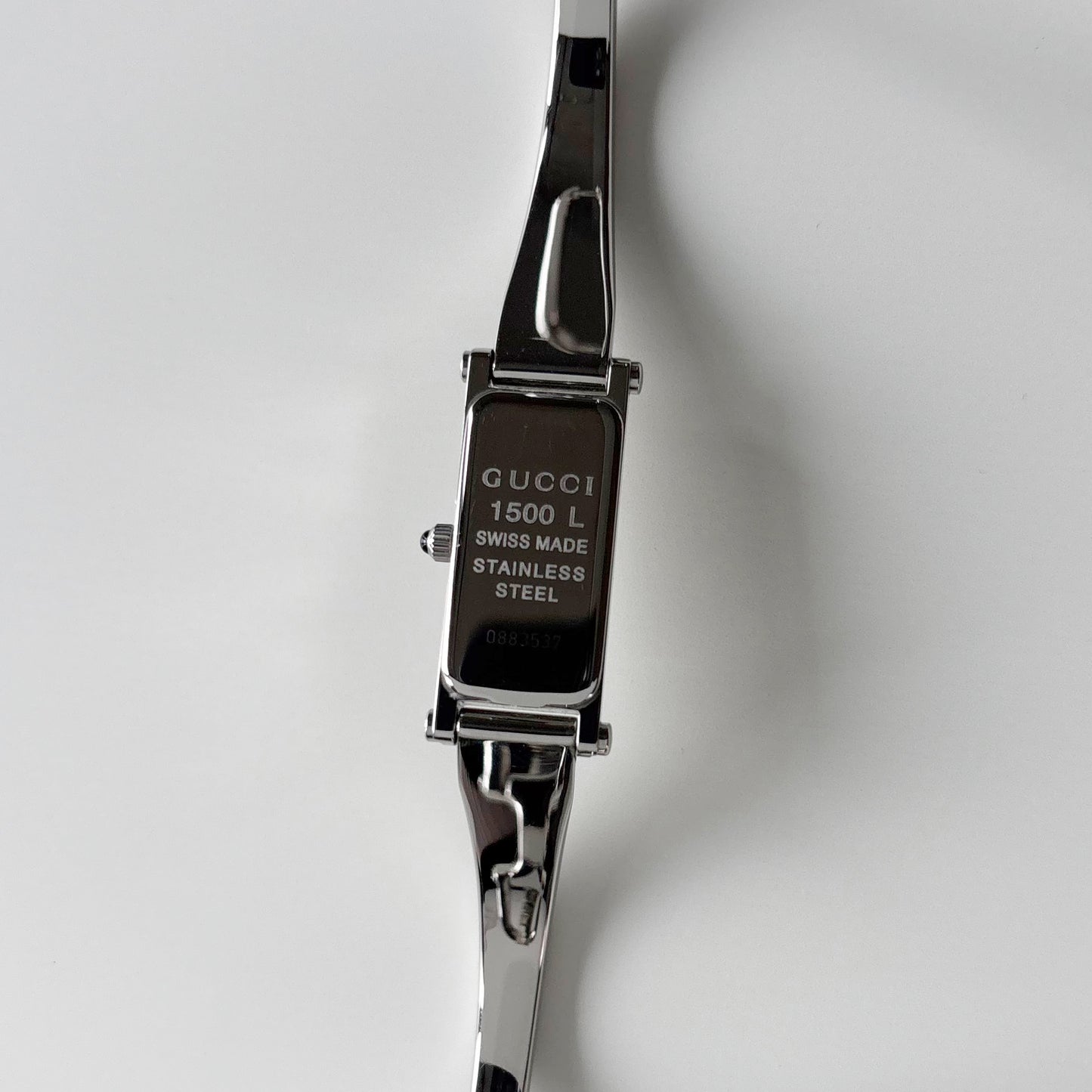 Gucci 1990s Rectangular Dial Stainless steel Bangle Watch