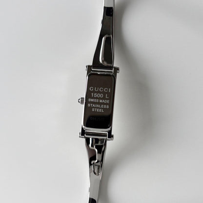 Gucci 1990s Rectangular Dial Stainless steel Bangle Watch