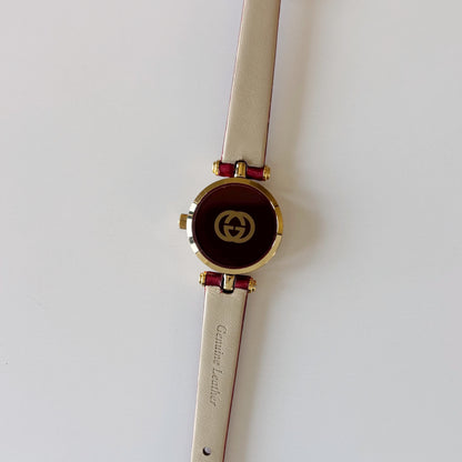 Gucci 1990s Round Dial Red Gold Plated Watch