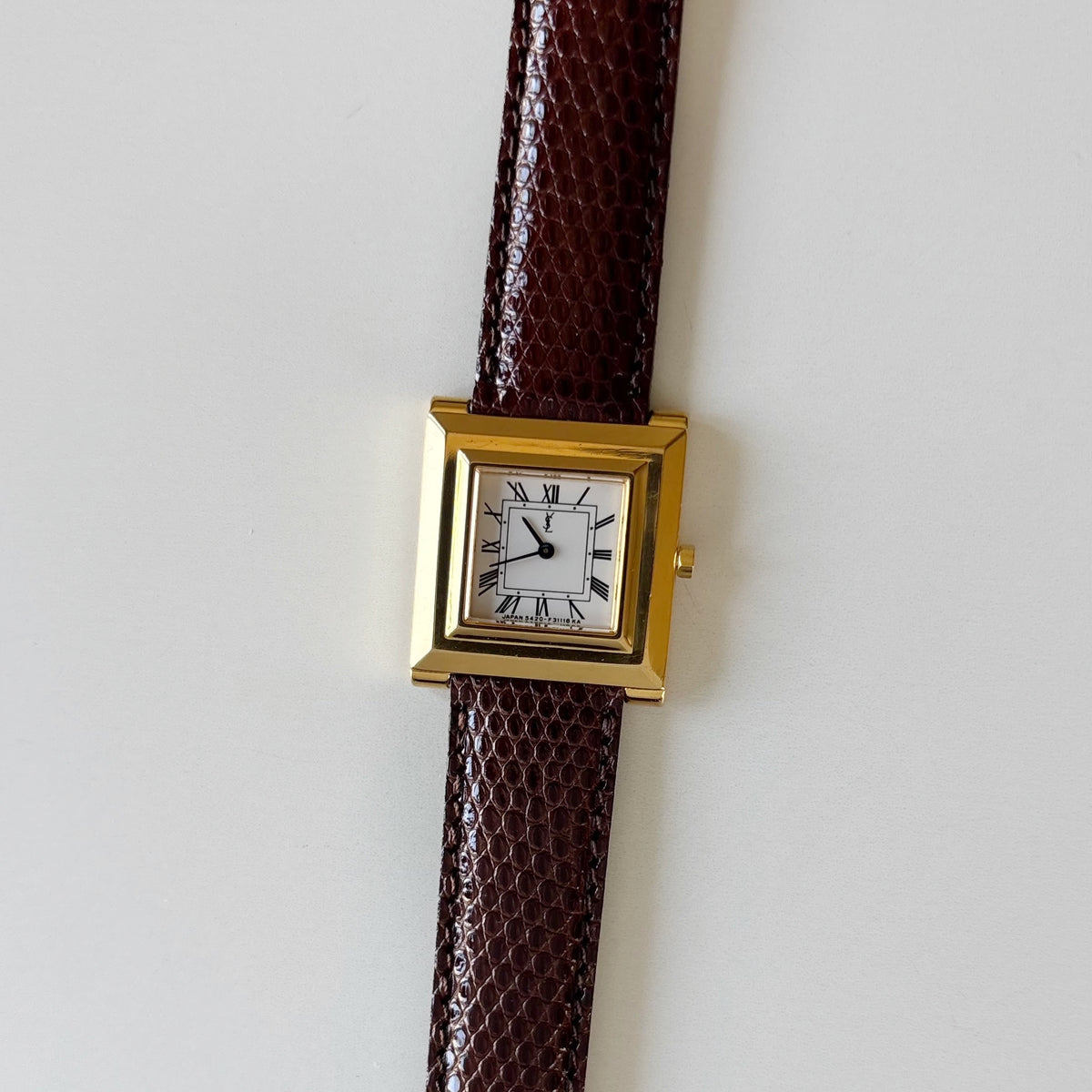 Yves Saint Laurent 1990s Square Dial Gold Plated Watch