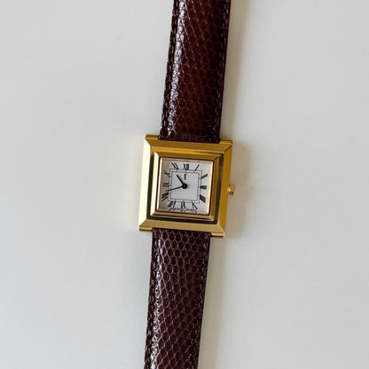 Yves Saint Laurent 1990s Square Dial Gold Plated Watch