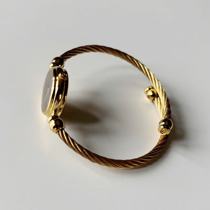 Gucci 1990s Black Dial Gold Plated Cable Bangle Watch