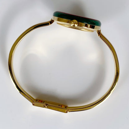 Gucci 1990s Interchangeable Bezel Gold Plated Bangle Watch with 12 bezels, case