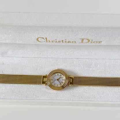 Dior 1990s Round Dial Gold Plated Watch
