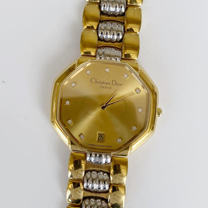 Dior 1990s Octagon Date Two Tone Watch