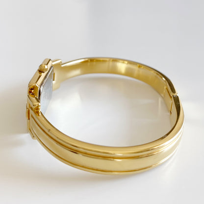 Givenchy 1990s Navy Dial Gold Plated Bangle Watch