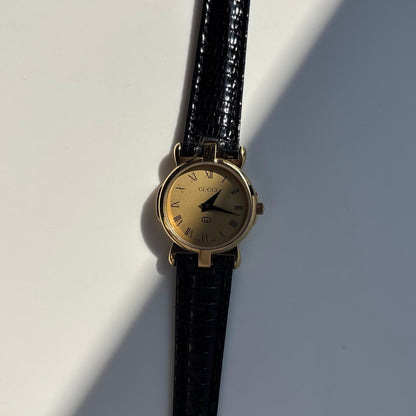 Gucci 1990s Round Dial Gold Plated Watch