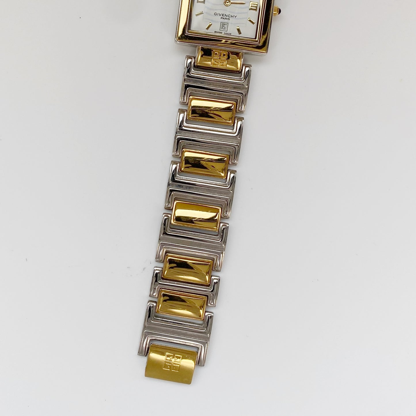 Givenchy 1990s Square Two Tone Watch