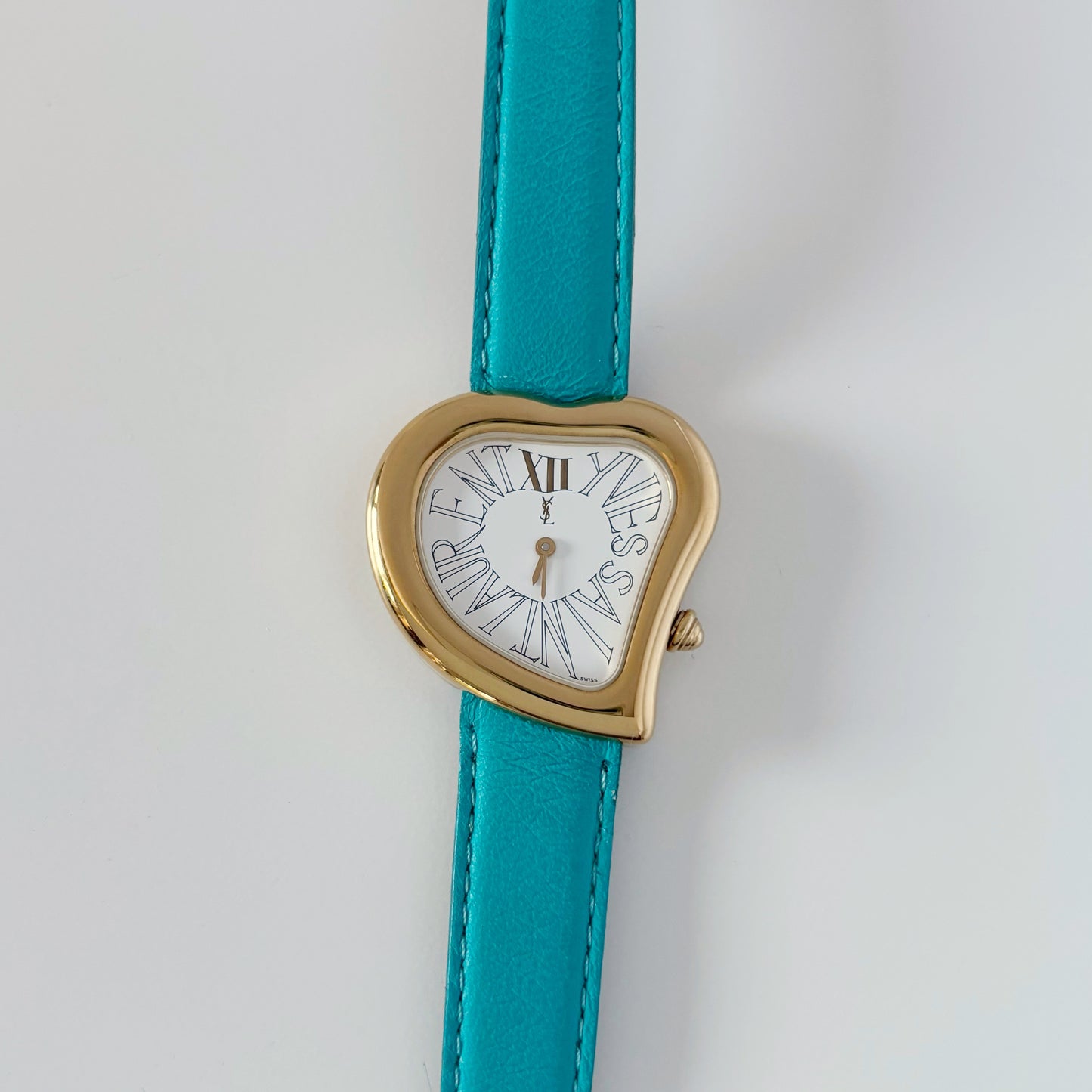 Yves Saint Laurent 1990s Hear Shaped Gold Plated Watch