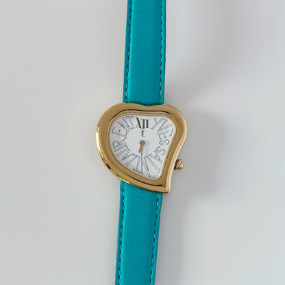Yves Saint Laurent 1990s Hear Shaped Gold Plated Watch