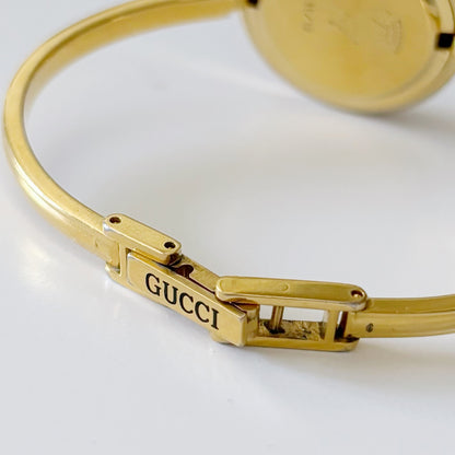 Gucci 1990s Interchangeable Bezel Gold Plated Bangle Watch with 12 bezels, case (Small)