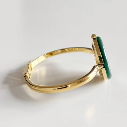 Gucci 1990s Interchangeable Bezel Gold Plated Bangle Watch with 12 bezels, case (Small)