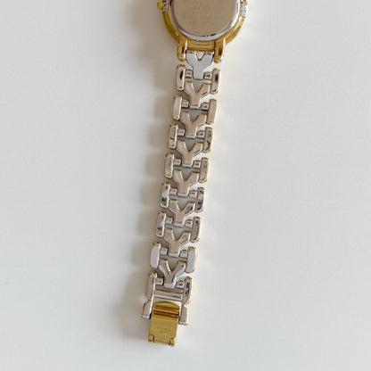 Yves Saint Laurent 1990s Two Tone Round Dial Gold Plated Watch