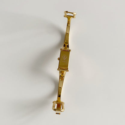 Gucci 1990s Gold Dial Gold Plated Bangle Watch