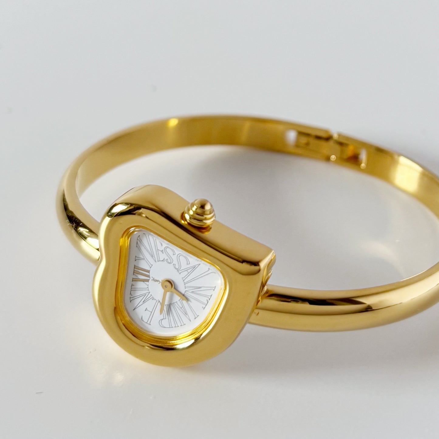 Yves Saint Laurent 1990s Heart Shaped Dial Gold Plated Watch