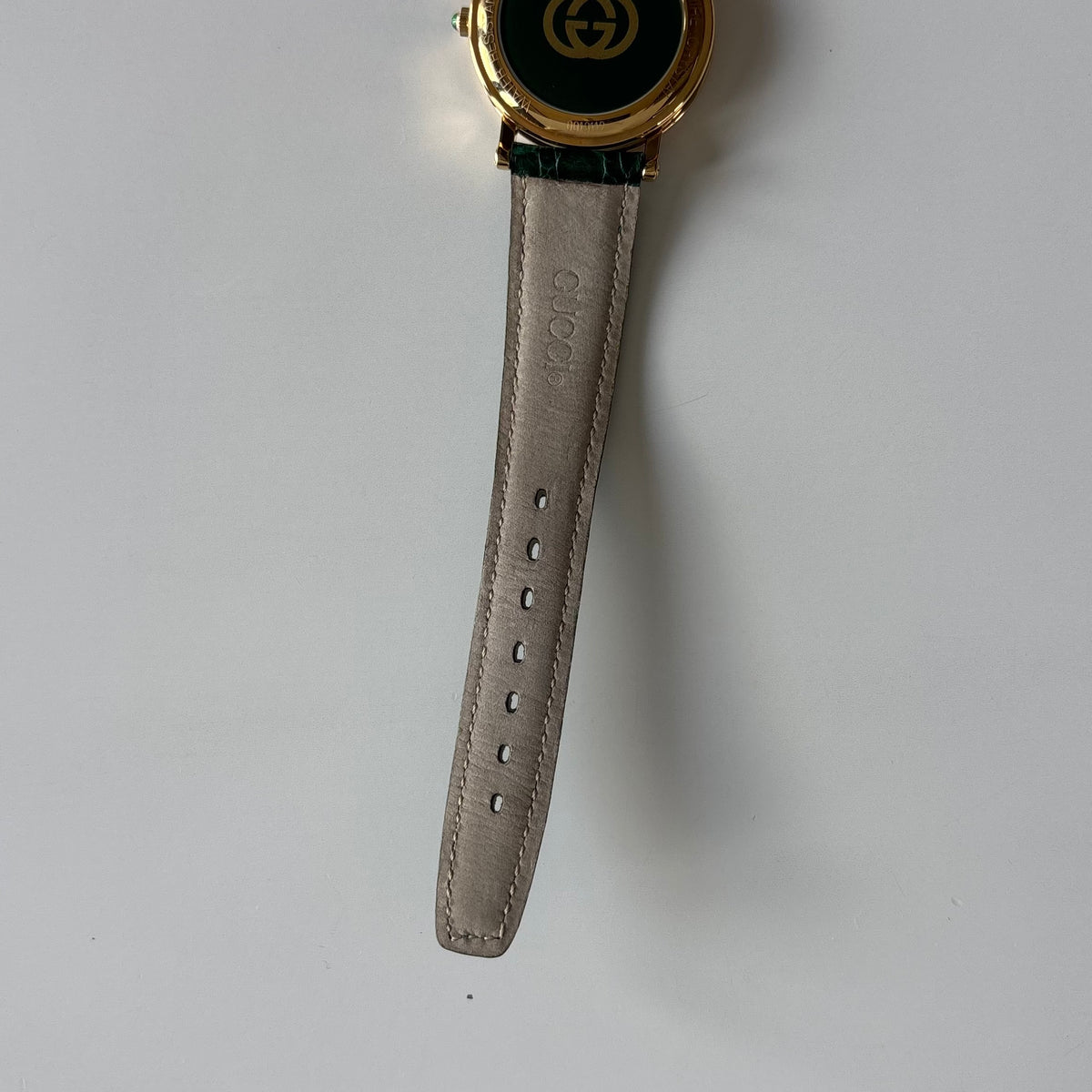 Gucci 1990s Date Round Green Dial Gold-Plated Watch (Large)