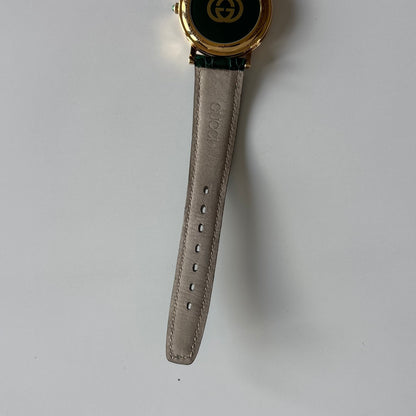 Gucci 1990s Date Round Green Dial Gold-Plated Watch (Large)