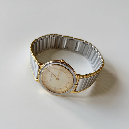 Yves Saint Laurent 1990s Round Dial Gold Plated Two Tone watch (Large)