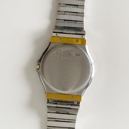 Dior 1990s Date Round Dial Two Tone Watch (Large)