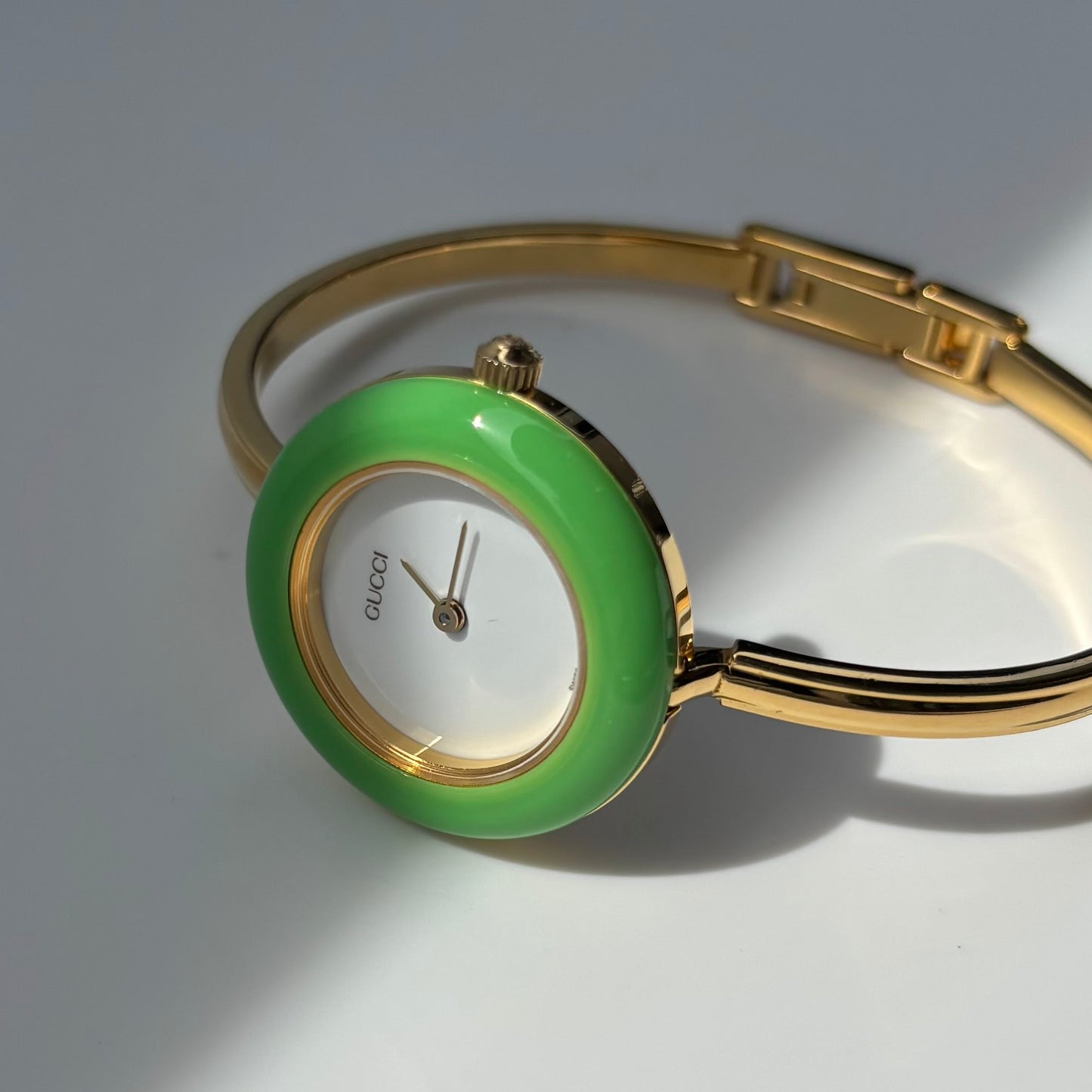 Gucci 1990s Interchangeable Bezel Gold Plated Watch with 12 bezels, case