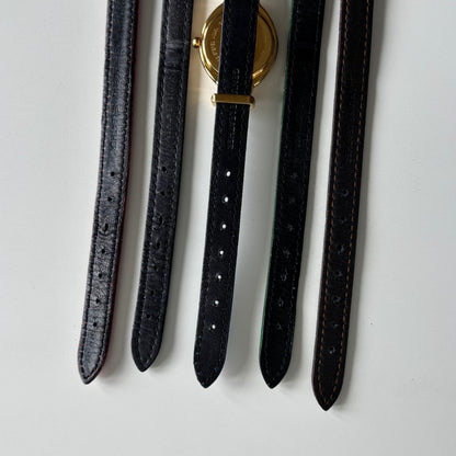 Fendi 1990s Interchangeable Strap Gold Plated Watch with 5 straps, case