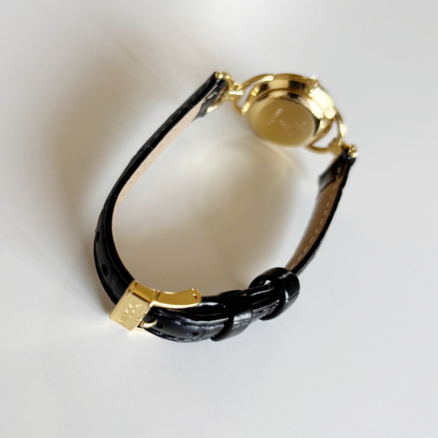 Gucci 1990s Seashell Dial Gold Plate Horsebit Watch