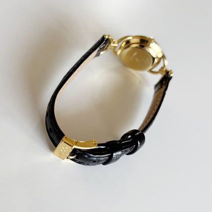 Gucci 1990s Seashell Dial Gold Plate Horsebit Watch
