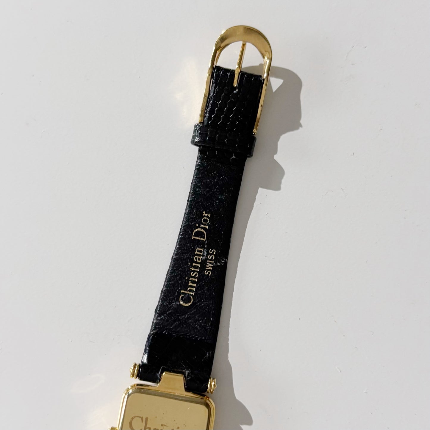 Dior 1990s Rectangular Gold Plated Watch