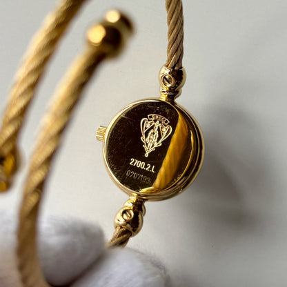 Gucci 1990s Black Dial Gold Plated Cable Bangle Watch