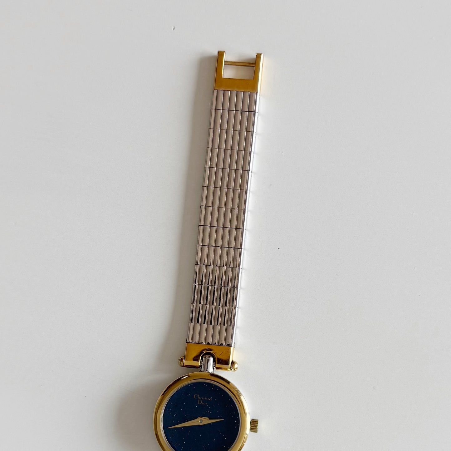 Dior 1990s Navy Round Dial Two Tone Watch