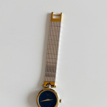 Dior 1990s Navy Round Dial Two Tone Watch