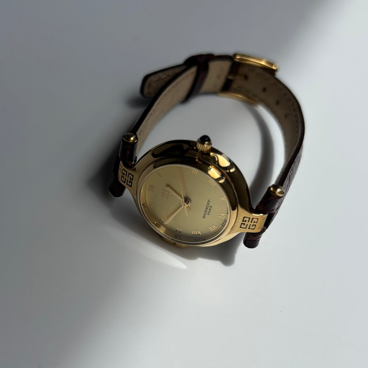 Givenchy 1990s Round Dial Gold Plated Watch