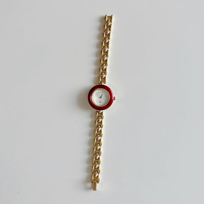 Gucci 1990s Interchangeable Bezel Gold Plated watch with 6 bezels, case (160cm)