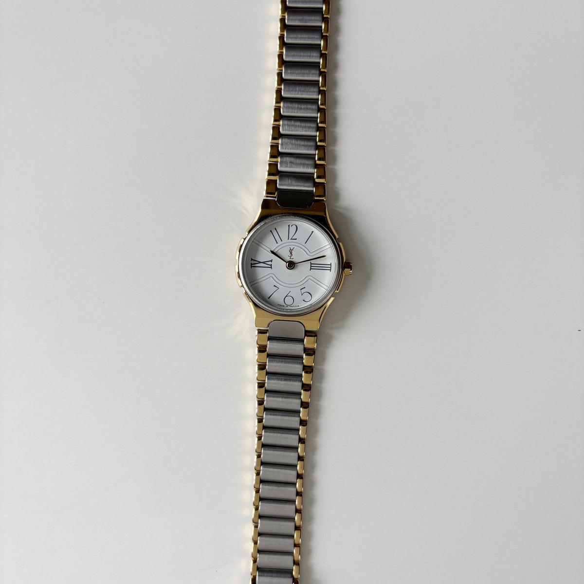 Yves Saint Laurent 1990s Round Dial Two-Tone Gold-Plated Watch