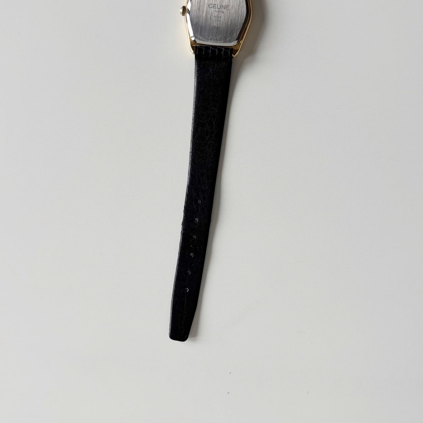 Celine 1980s Black Dial Gold Plated Watch