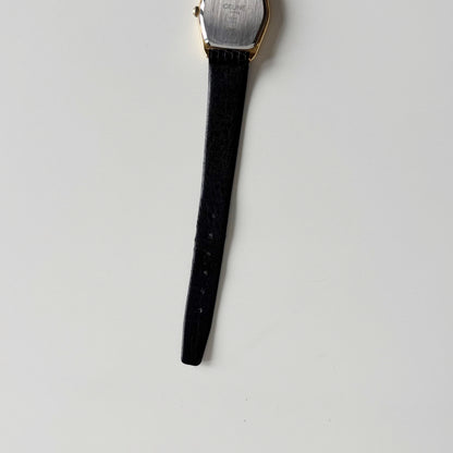 Celine 1980s Black Dial Gold Plated Watch