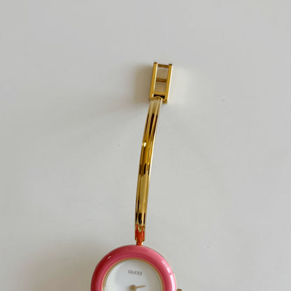 Gucci 1990s Interchangeable Bezel Gold Plated Bangle Watch with 12 bezels, case