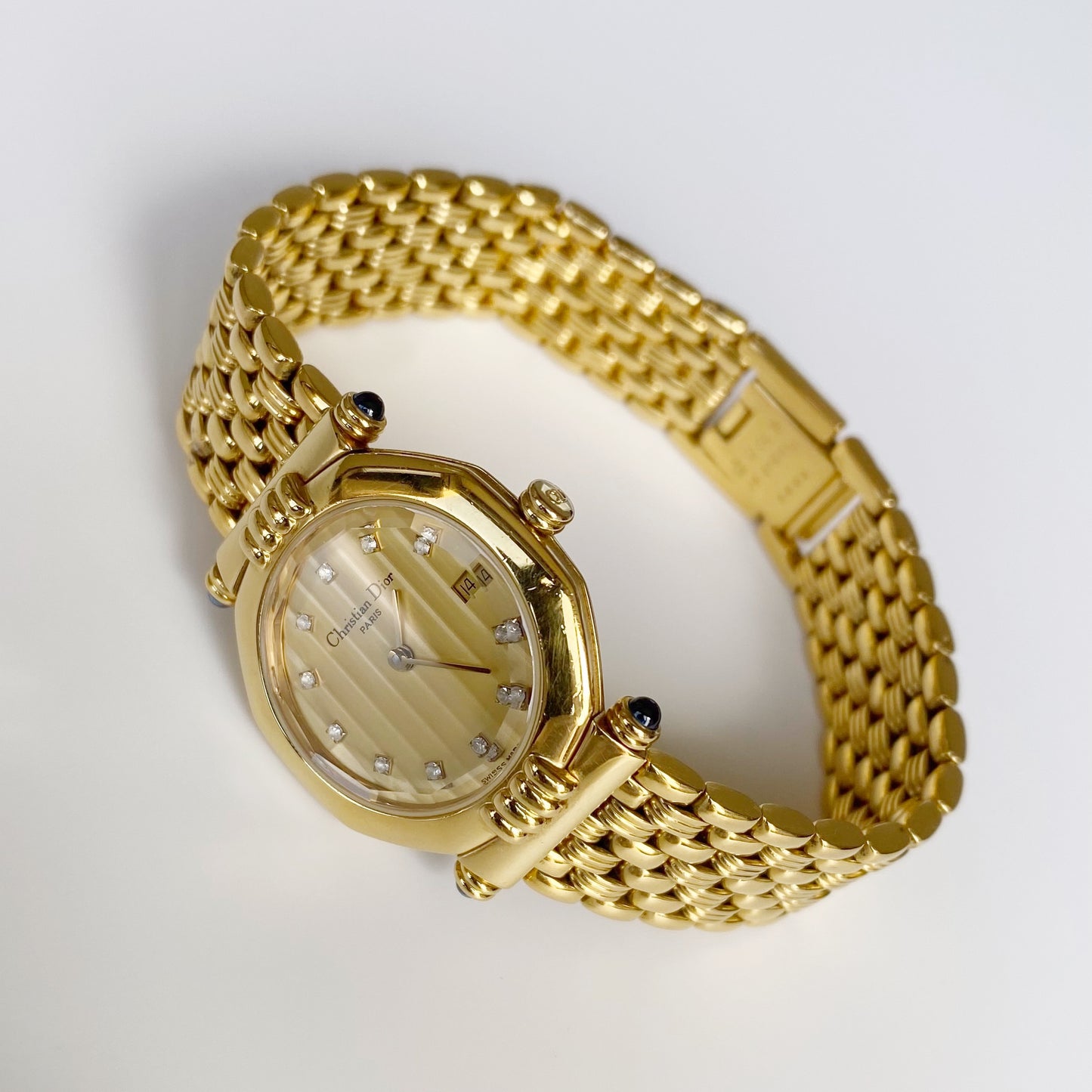 Dior 1990s Date Gold Plated Watch