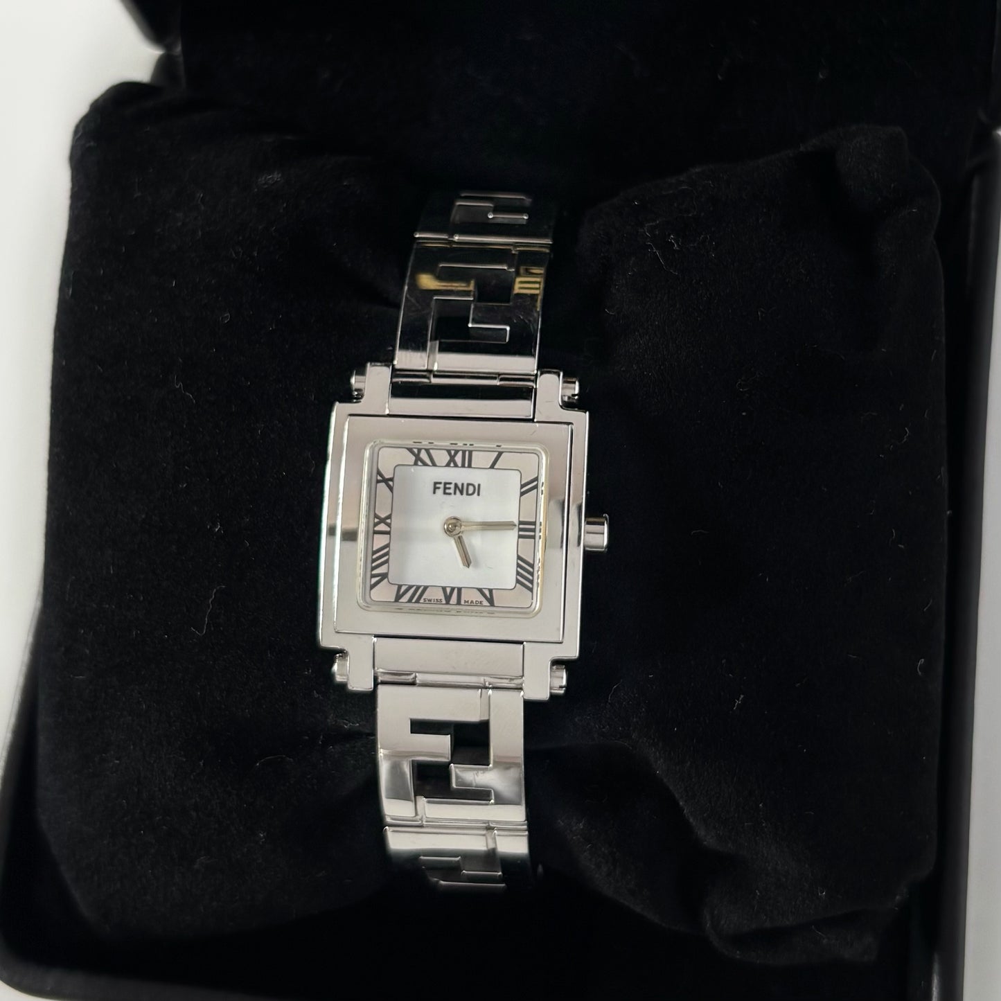 Fendi 1990s Square Dial Stainless steel Watch