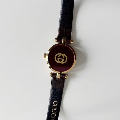 Gucci 1990s Sherry Round Dial Gold Plated Watch