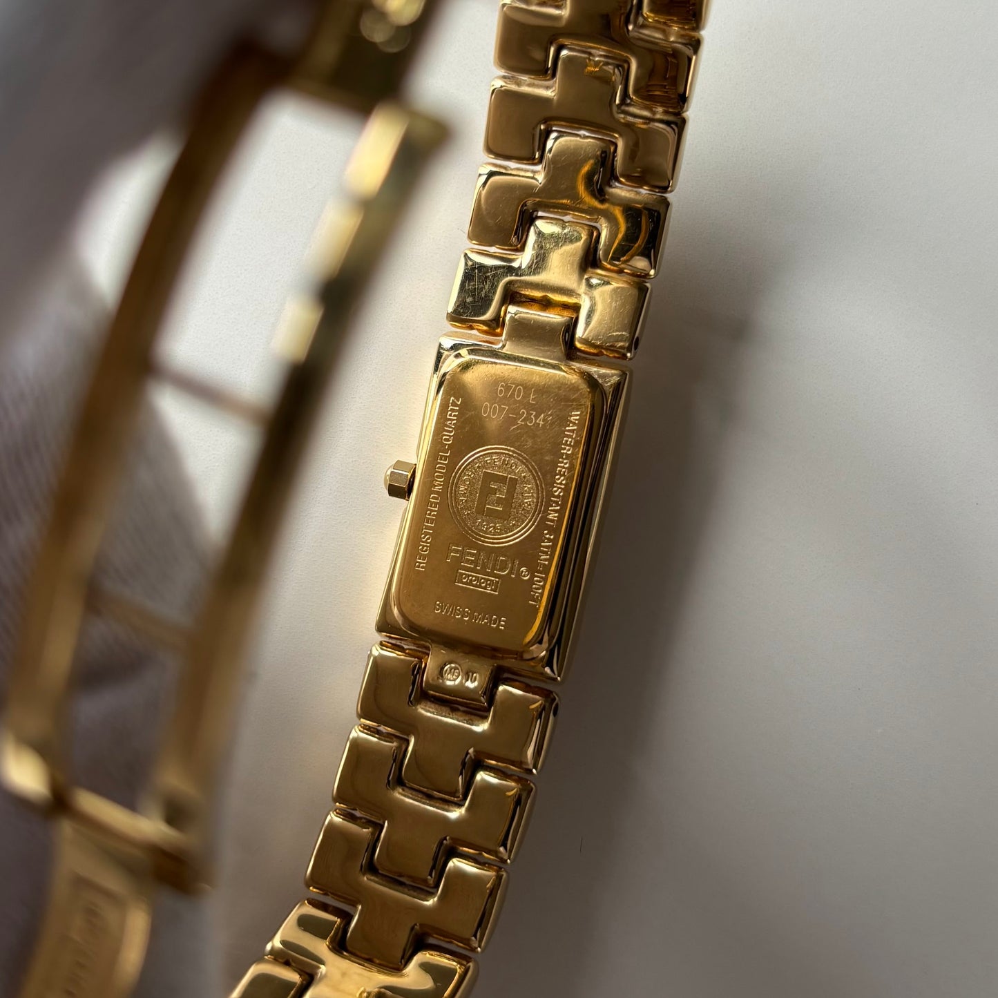 Fendi 1990s Gold Dial Gold Plated Watch