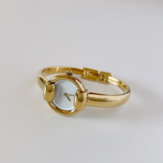 Gucci 1990s Gold Plated Bangle Watch