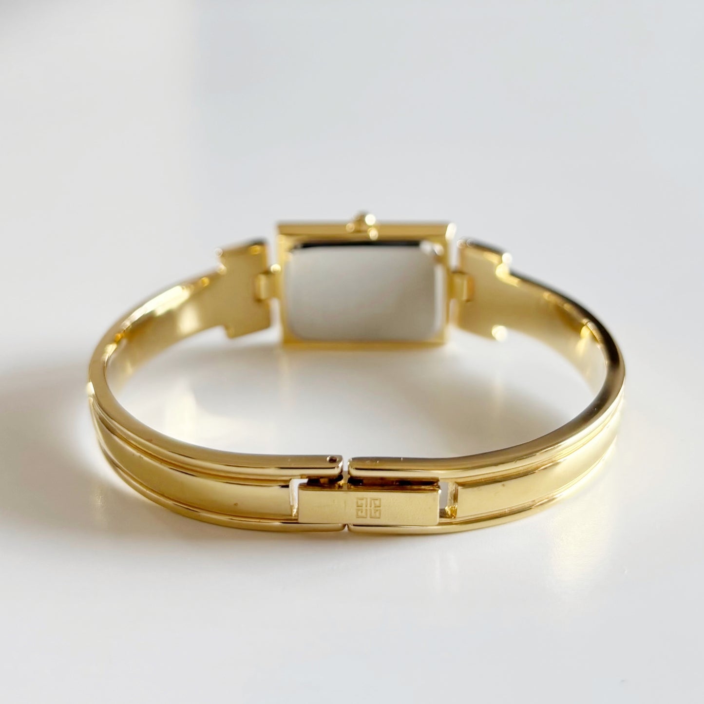 Givenchy 1990s Black Dial Gold Plated Bangle Watch